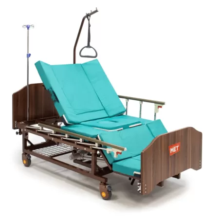 Кровать электрическая MET EVA, артикул 17134, ширина 100 см, кардиокресло, туалет, с функцией полного переворота