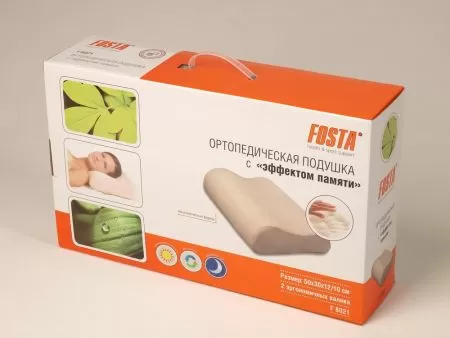 Подушка ортопедическая Fosta F 8021, с эффектом памяти, валики 12 и 10 см