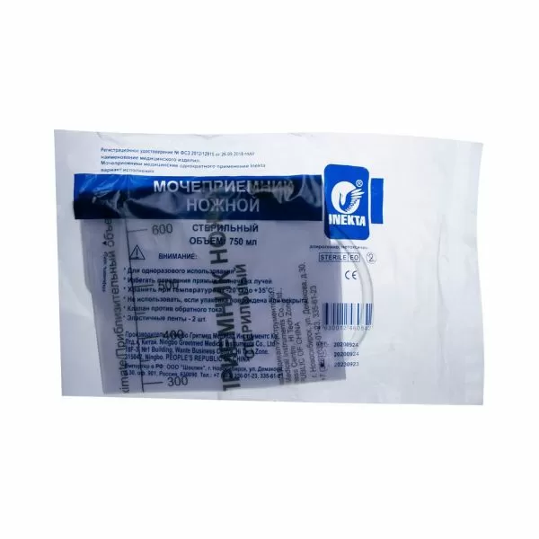 Мочеприемник INEKTA носимый ножной 750мл, длина трубки 30 см, упаковка 10 штук
