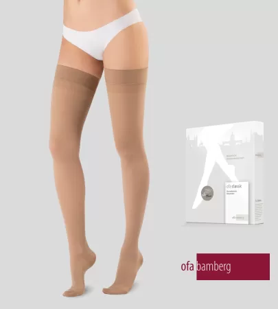 Чулки компрессионные OFA BAMBERG Classic унисекс 2 класс компрессии с закрытым носком и гладкой резинкой цвет бежевый 