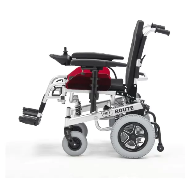Кресло-коляска с электроприводом МЕТ ROUTE 14, амортизирующей подвеской и регулируемой шириной сиденья 43-55 см