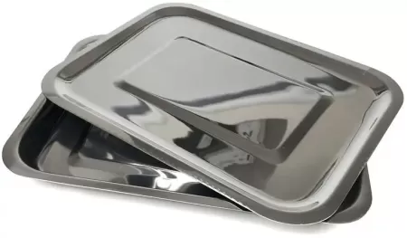 Лоток прямоугольный с крышкой  ЛМПрК - "Медикон", 300х220х30 ( AISI 430 (08Х17Т))