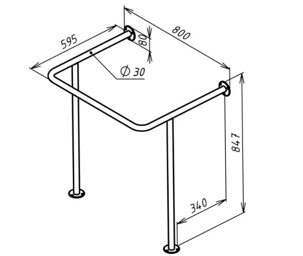 Поручень для инвалидов для раковины верхний с доп. опорой на пол ПР-05.01.800.595.847.Н