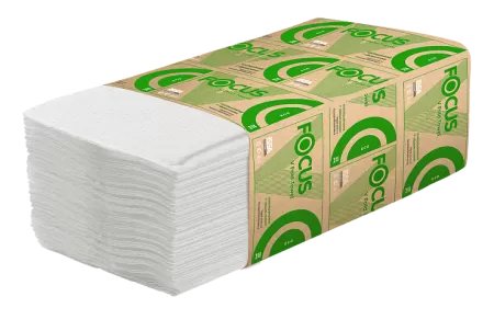 Полотенца бумажные Hayat Focus V-сложение, 1-слойные, 200 листов в упаковке H3 Eco, размер 20,5*23 см